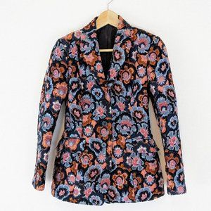 Theory Floral-Jacquard Two-Button Riding Jacket